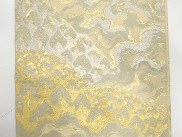  アンティーク　遠山に霞模様織り出し袋帯（材料）